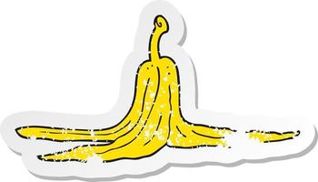 retro distressed sticker of a cartoon banana peel vector