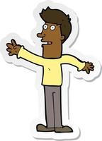 sticker of a cartoon man reaching vector
