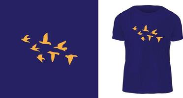 t shirt design concept, A flock of birds in flight vector