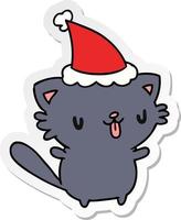 christmas sticker cartoon of kawaii cat vector