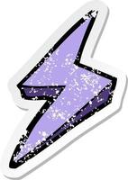 retro distressed sticker of a cartoon lightning bolt symbol vector