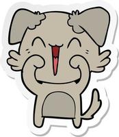 sticker of a happy little dog cartoon vector