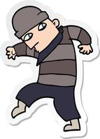 sticker of a cartoon sneaking thief vector