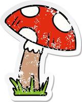 distressed sticker cartoon doodle of a toad stool vector
