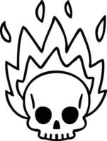 quirky line drawing cartoon skull vector