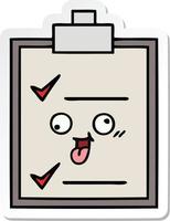 sticker of a cute cartoon check list vector