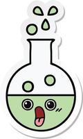 sticker of a cute cartoon test tube vector