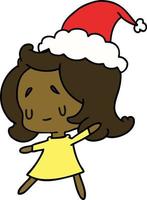 christmas cartoon of kawaii girl vector