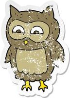 retro distressed sticker of a cartoon owl vector