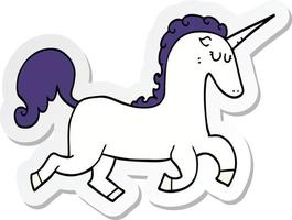 sticker of a cartoon unicorn vector