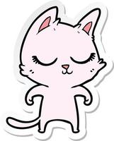 sticker of a calm cartoon cat vector