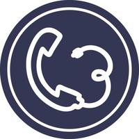 telephone handset circular icon vector