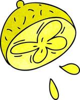 quirky hand drawn cartoon lemon vector