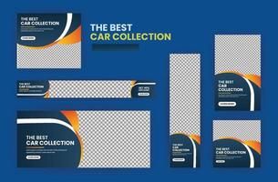 Car rental banner web template bundle design, Social Media Cover ads banner,Horizontal header web template. vector