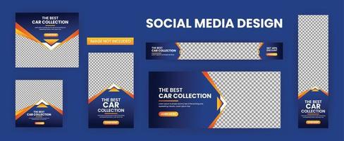 Car rental banner web template bundle design, Social Media Cover ads banner,Horizontal header web template. vector