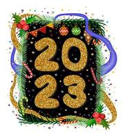 Happy New Year 2023. Vector isolated illustration.