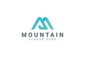 letra m logotipo de montaña de color azul creativo vector