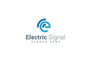 Letter e creative network signal technological logo vector