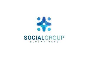 Social group and unity blue color logo vector