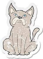 retro distressed sticker of a cartoon grumpy little dog vector