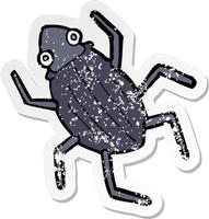 retro distressed sticker of a cartoon bug vector