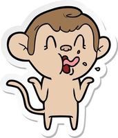 sticker of a crazy cartoon monkey vector