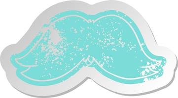 distressed old sticker of a mans moustache vector