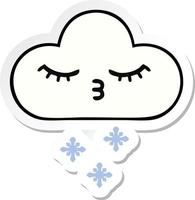 sticker of a cute cartoon snow cloud vector