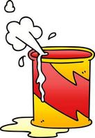 quirky gradient shaded cartoon exploding oil can vector