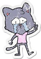 distressed sticker of a cartoon cat vector