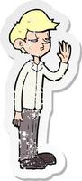 retro distressed sticker of a cartoon arrogant boy vector