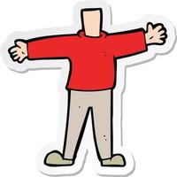 sticker of a cartoon male body vector