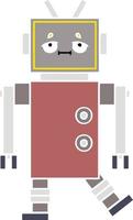 flat color retro cartoon robot vector