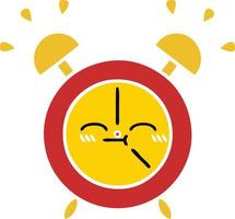 flat color retro cartoon alarm clock vector