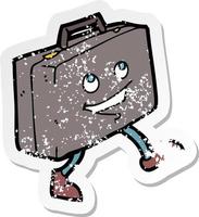 retro distressed sticker of a cartoon briefcase vector