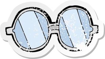 retro distressed sticker of a cartoon glasses vector