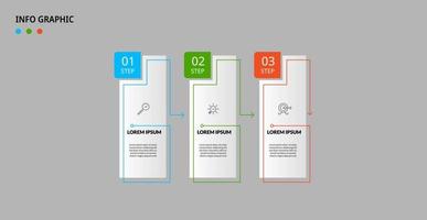 plantilla de negocio de diseño infográfico vectorial con iconos y 3 opciones o pasos. se puede utilizar para diagramas de proceso, presentaciones, diseño de flujo de trabajo, pancarta, diagrama de flujo, gráfico de información vector