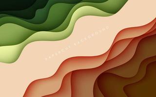 fondo de estilo de corte de papel de capas onduladas dinámicas de color marrón y verde abstracto. eps10 vector