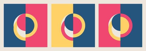 conjunto de coloridas impresiones artísticas de diseño bauhaus con fondo abstracto vector