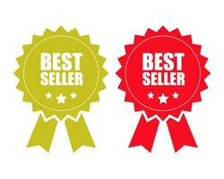 Best seller golden and red labels. Vector design.