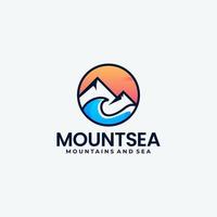 combinación creativa idea de diseño de logotipo de montaña y mar vector