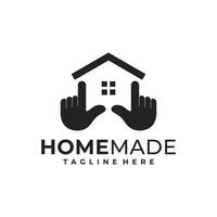 creative of home and hand logo design template vector