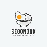 creative food logo, rice and eggs in bowl vector