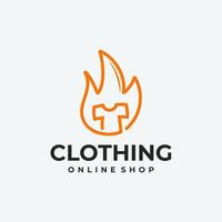 logo de venta caliente, camiseta de ropa y logo de fuego vector