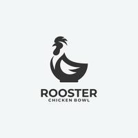 creative rooster logo with bowl concept vector