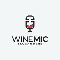 mic logo, wine podcast logo. vector