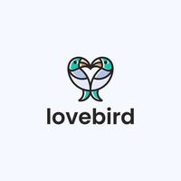 love bird logo, kissing birds icon vector