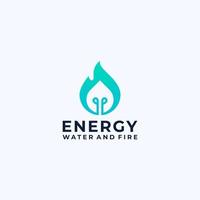 icono del logotipo de energía de agua y fuego vector