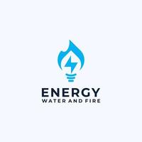 icono del logotipo de energía de agua y fuego vector