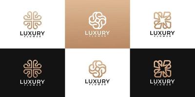 minimalist luxury flower logo design collection vector